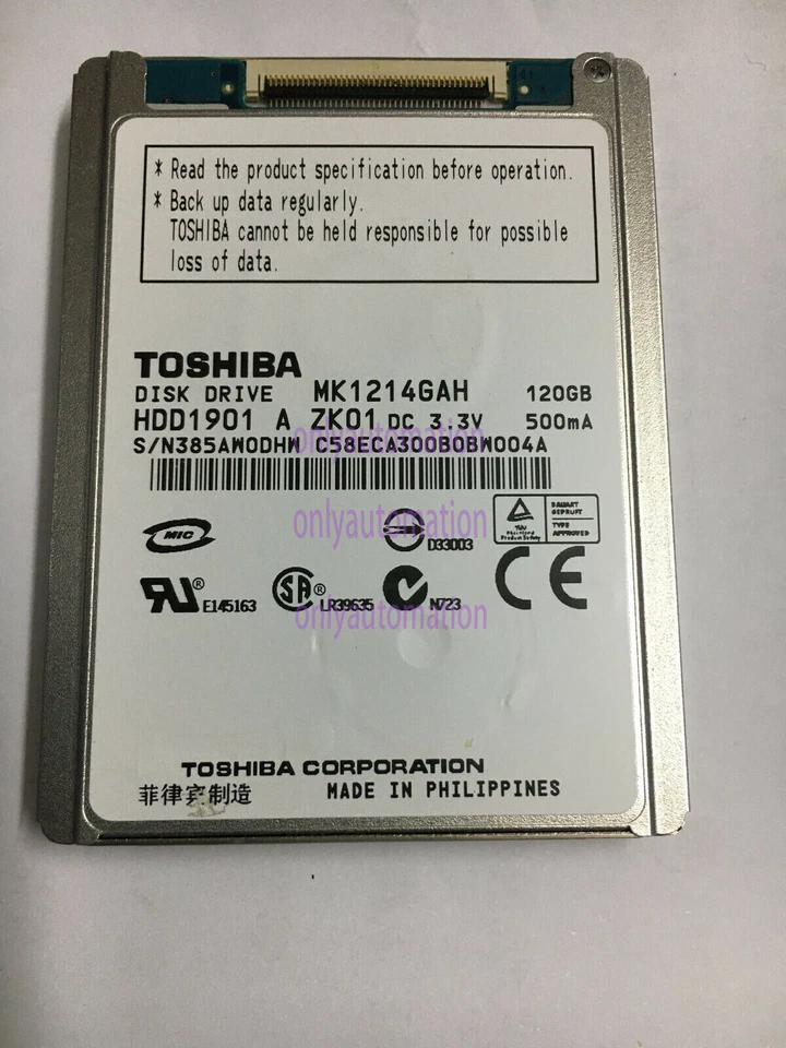 120GB Toshiba MK1214GAH 4200 RPM 1.8" ZIF/CE  Hard Drive for Sony SR12E Camera~ - Image 1 of 4