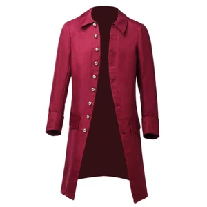 Victorian Mens Gothic Steampunk Jacket Military Retro Trench Coat Halloween - Picture 1 of 22