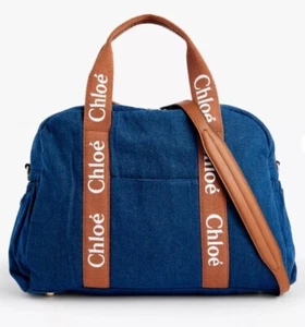Chloe Diaper Baby Changing Bag Shoulder Bag Denim New NWT Purse Woody Tote Blue - Picture 1 of 13