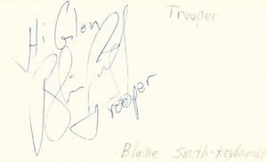 Blaine Smith Keyboards Trooper Rock Band Music Autographed Signed Index Card - Picture 1 of 1