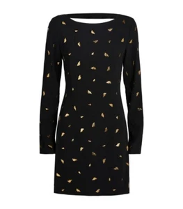 DVF DIANE VON FURSTENBERG Lisandra Gold Lips Mini Dress in black Size 4 - Picture 1 of 9