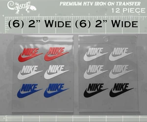 🦎 Nike Logo Iron-On Set – 12 Pieces | 2" Wide Each | Red, White, Blue,  Black - Picture 1 of 1