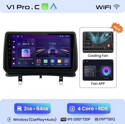 Autoradio Für Renault Clio 3 2005-2014 2G+64GB.CarPlay-Wifi-Gps-bluetooth-4Core - Bild 1 von 4