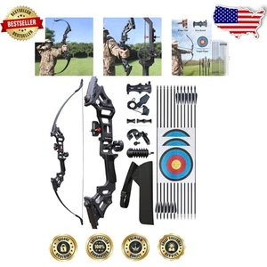 Complete 51-inch Archery Bow Set - Durable Recurve Bow with 12 Precision Arrows - Picture 1 of 9