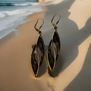 Ges Gesch Abalone Ohrringe - Tropfen Ohrringe- Vintage Schmuck- Modeohrringe - Bild 1 von 4