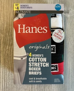 Neu Hanes Originals 4 Paar Damen Boxershorts Höschen Baumwollmischung Stretch 2XL/9 - Bild 1 von 4