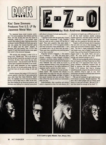 vtg 80's E-Z-O MAGAZINE PINUP PAGE Japanese Metal Band Masaki Shoyo EZO Print Ad - Picture 1 of 1
