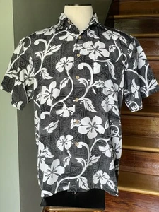 Men’s Island Tropics Extreme Gear Black & White Hawaiian Shirt Size Medium EUC - Picture 1 of 5
