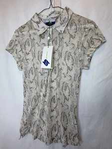 Daily Sports Golf Shirt Women Size Medium Sheer Cap Sleeeve Snake Skin Print NWT - Picture 1 of 3