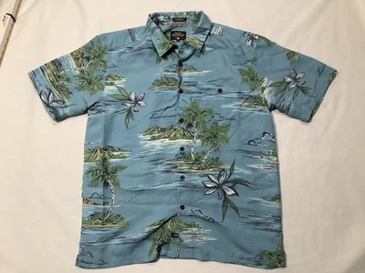 Camisa Quiksilver Waterman Hawaiana Azul Medio Manga Corta Para Hombre Calce Cómodo Foto 1 de 4
