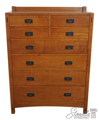 70134: STICKLEY Mission Oak 8 Drawer Dresser w. Gallery - Image 1 of 4