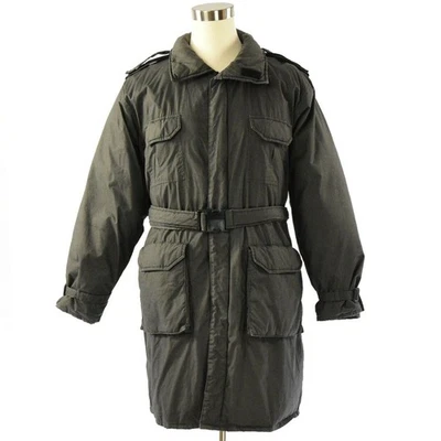 Parka de plumón vintage de los 80 para hombre XL marrón con cinturón utilitario abrigo de invierno estilo militar Foto 1 de 4
