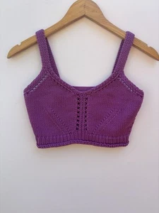 Ulla Johnson Crop Top Petite Purple Cotton Blend Shirt Sleeveless Blouse - Picture 1 of 5