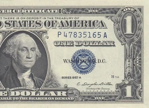 1957-A UNITED STATES SILVER CERTIFICATE $1 "P" (( GEM UNC )) - Picture 1 of 6