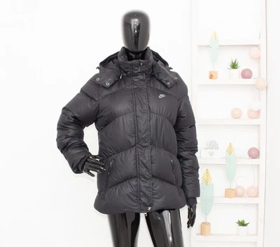 Nike Down Jacket Black 550 Removable Hood Women's Puffer Coat Vintage M - Image 1 of 4