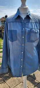South Denim Lace Trim Shirt Size 14 faded patch - Picture 1 of 12