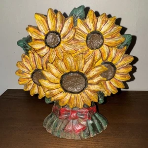 Vintage Cast Iron Sunflower Door Stop Heavy - Picture 1 of 12