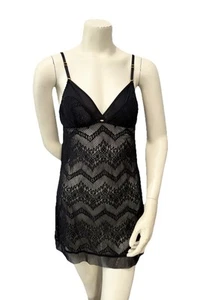 Victoria's Secret Very Sexy Lingerie Lace Chemise Babydoll Women’s M Black - Picture 1 of 9