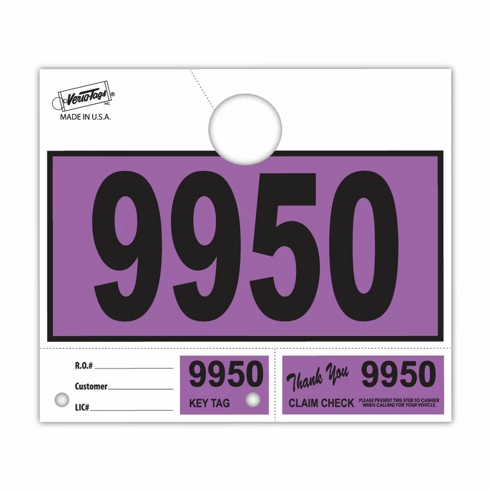 1000 Car Dealer Service Hang Tags Mechanic Repair Shop 3 Piece System - Purple - Image 1 of 1