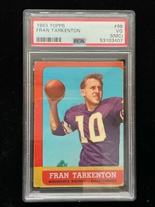 1963 Topps #98 Fran Tarkenton PSA 3 (MC) Minnesota Vikings RC Football Card - Picture 1 of 2