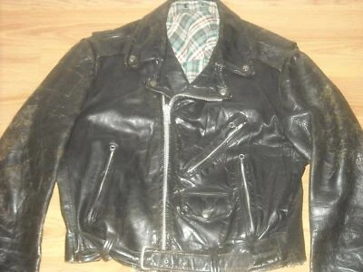 CHAQUETA DE MOTO DE CUERO DE DIRECCIÓN PERFECTA 38 613 AÑOS 60 70 DE COLECCIÓN 118  Foto 1 de 4