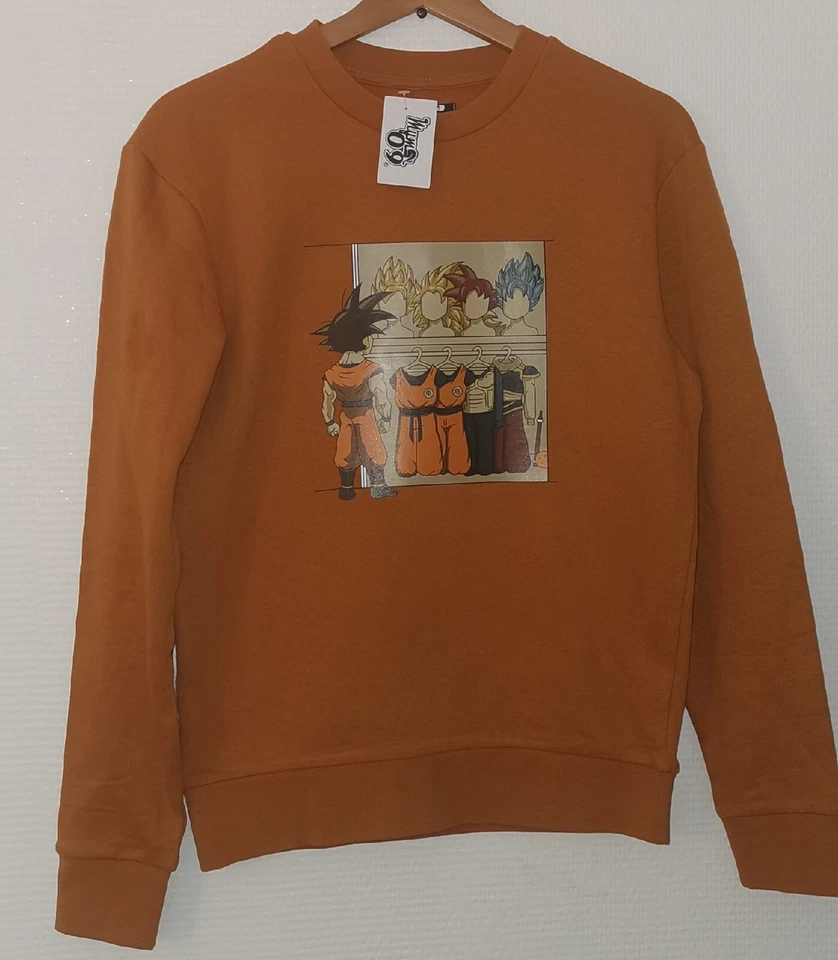 Sweat Pull Moutarde Goku Manga Dragon Ball Humour Drôle Dbz Taille XS  - Photo 1/3