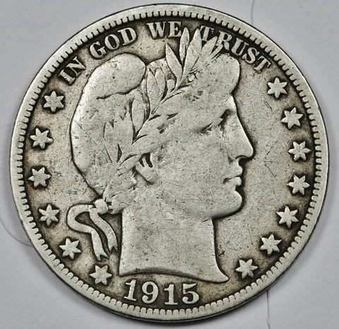 1915-s Barber Half.   Fine.  172017 Cover