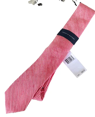 Tommy Hilfiger Para Hombre Mezcla de Lino Corbata de Lujo Coral Rojo Rayas Patrón Nuevo con Etiquetas $70 Foto 1 de 4