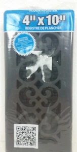 NUEVO Rejillas Decorativas 4" x 10" Registro de Piso #ST410 Acero Pintado Texturizado Negro - Imagen 1 de 5