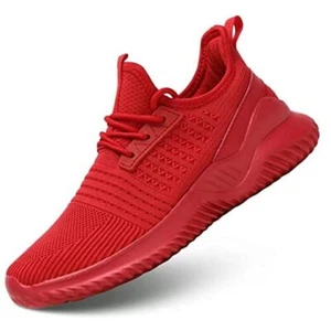 Women's Walking Shoes Lightweight Breathable Running Shoes Non Slip 10 Red - Picture 1 of 8