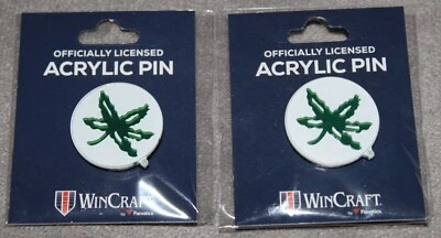 2 Ohio State Buckeye College NCAA Fanatics Football Leaf Helmet Sticker Pin OSU - Image 1 of 2