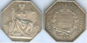 Jeton - Comité régional des notaires - cour d'appel de ROUEN argent 15 gr d=31mm - Imagen 1 de 1