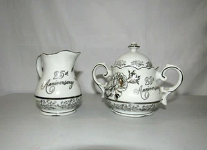NORCREST JAPAN FINE CHINA *25th ANNIVERSARY* #AB-181 SUGAR BOWL & CREAMER SET - Bild 1 von 6