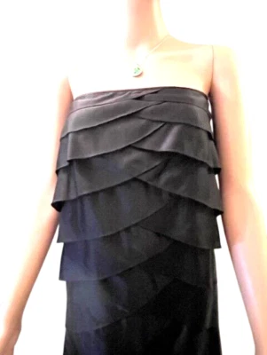 ADRIANNA PAPELL Womens Black Party/Evening/Formal/Bridal Strapless Tiered Sz 10 - Image 1 of 4