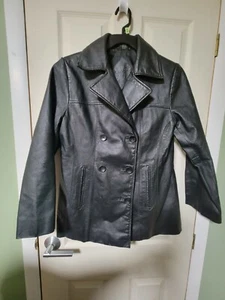 Jacqueline Ferrar schwarzer Ledermantel Größe M  - Bild 1 von 9