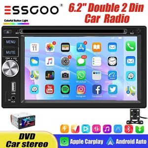 6.2" Double 2 DIN Android Car Stereo GPS Navi Radio Player Touch Screen AUX/CAM - Picture 1 of 16