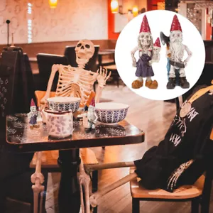 2Pcs Schädel Zwerg Puppe Schmuck Zombie Garten Gnomes Garten Skulpturen - Bild 1 von 11