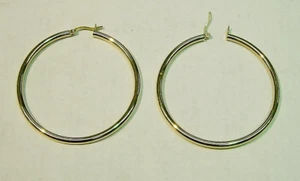 Brand New 14K Solid Gold 2" LARGE Hoop Earrings - Picture 1 of 2