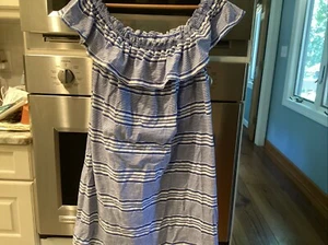 Vestido para mujer Vineyard Vines a rayas fuera del hombro talla XL - Imagen 1 de 5