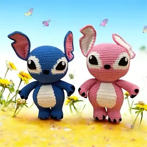 New! Stitch & Angel Crochet Dolls from Lilo and Stitch Handmade Stuffed Toy. - Picture 1 of 1