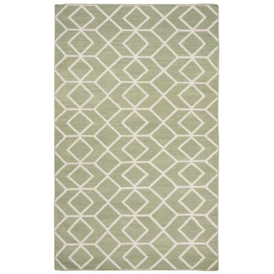 SAFAVIEH Dhurries DHU560B Handwoven Sage / Ivory Rug - Image 1 of 4