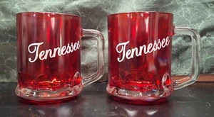 Pair of Red Glass Decorative Tennessee Mugs - Picture 1 of 7