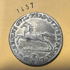 1800 MC Germany Brunswick-Wolfenbuttel 2/3 Thaler Silver Coin KM # 1033 - Picture 1 of 15