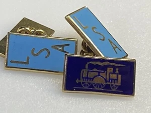 Antique Sterling Silver Cufflinks 925 Victorian Train Blue Enamel LSA 10.31g - Picture 1 of 5