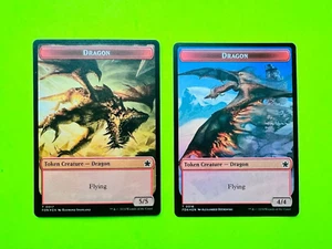 MTG  Foundations - Dragon / Dragon - Double Sided Foil Token - Picture 1 of 2