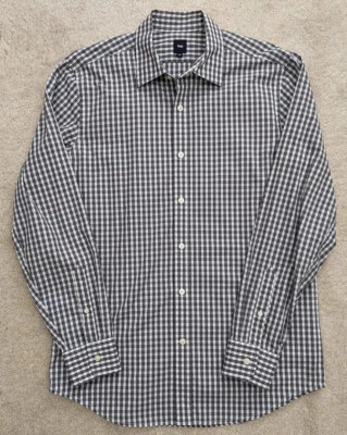 Мужская GAP белый серый клетчатый узор платье кнопка рубашка средний - Изображение 1 из 3