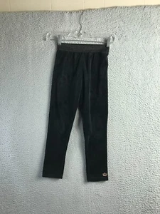 Juicy Couture Leggings Youth Girls S 7/8 Black Velour Elastic Waistband Crown - Picture 1 of 5