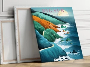 Big Sur California National Park 40x50cm Stretched Travel Canvas Wall Art Print - Picture 1 of 3