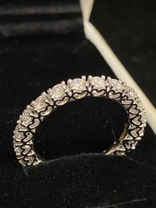 1.60 Cts Round Brilliant Cut Natural Diamonds Eternity Band Ring In 585 14K Gold - Picture 1 of 12