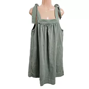 Vestido corto de sol Free People con tirantes anchos para mujer talla M verde lavado a la piedra - Imagen 1 de 11